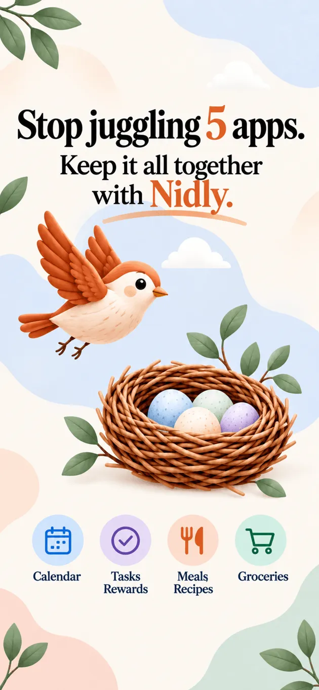 Nidly: Family Organizer — Calendar, tasks, rewards, meals, recipes and groceries in one app
