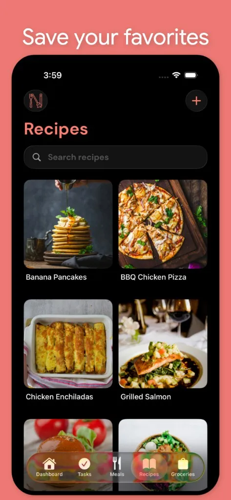 Nidly: Family Organizer — Saved recipe library