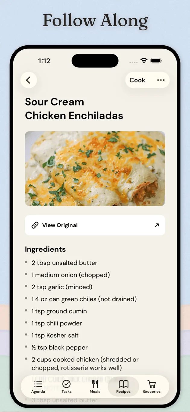 Nidly: Family Organizer — A recipe with its ingredients and steps