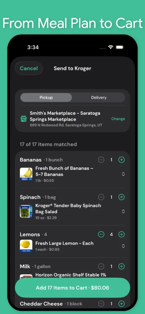 Nidly: Family Organizer — Send your grocery list straight to Kroger